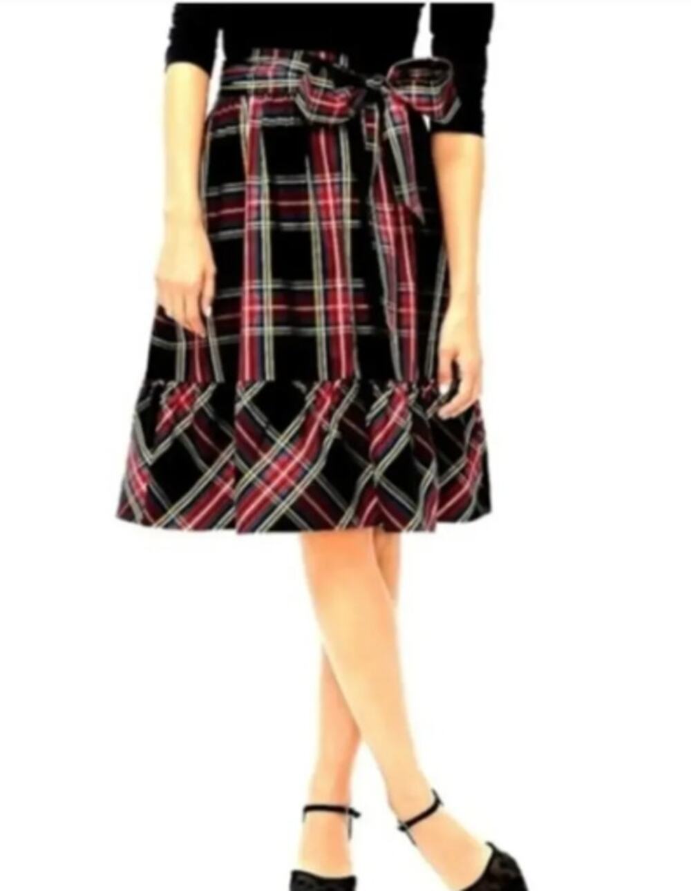 J. Crew Factory Big Bow Stewart Tartan Plaid Ruffle Skirt Size 4